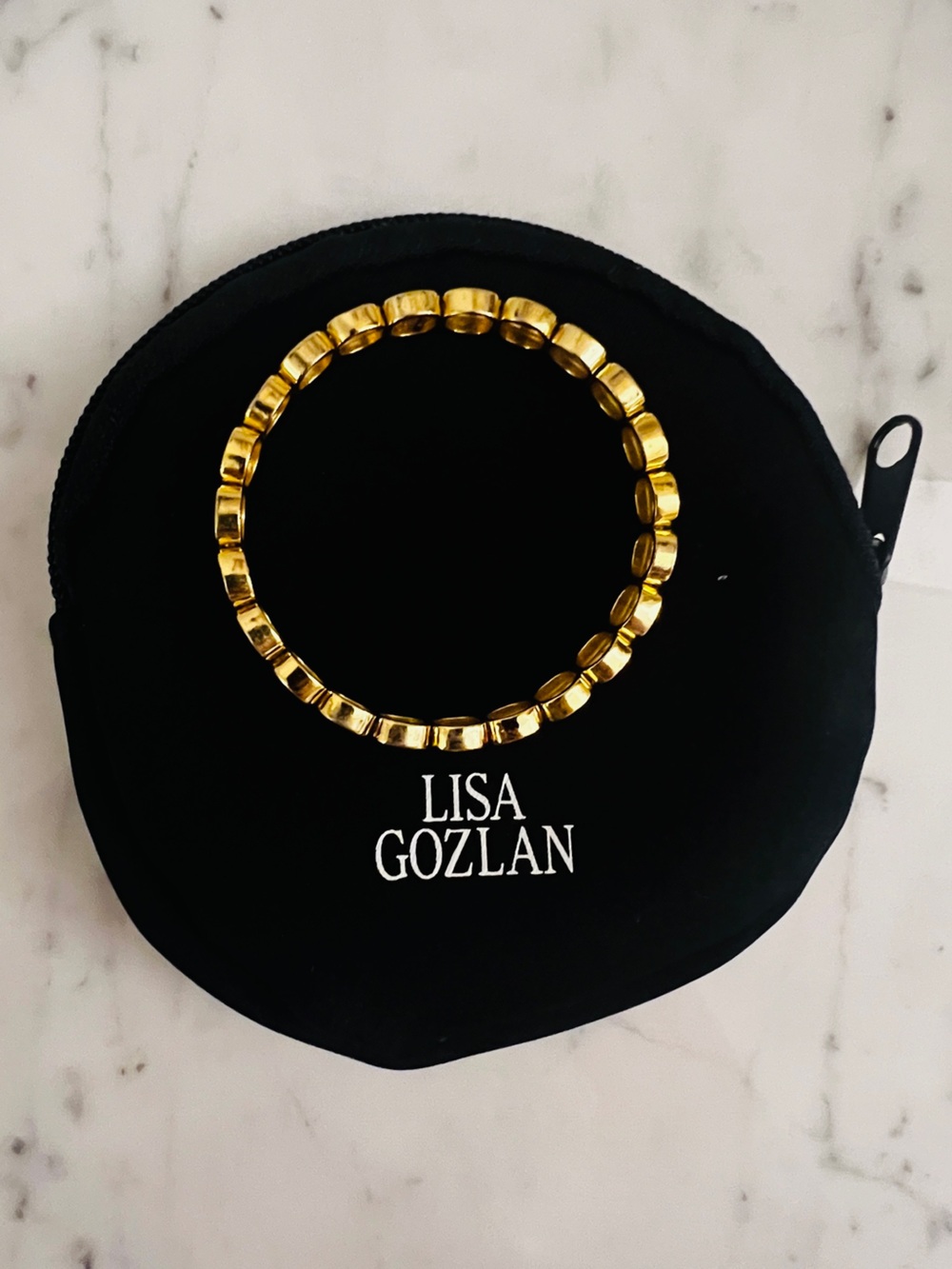 LISA GOZLAN - “THE ORIGINAL” - Gold Smiley Face Stretch Bracelet - 7” - Picture 4 of 5
